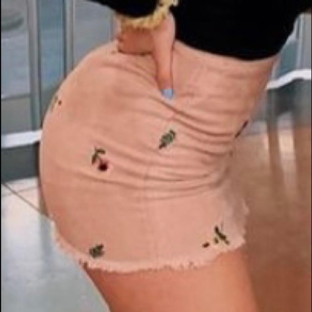 light pink corduroy mini skirt